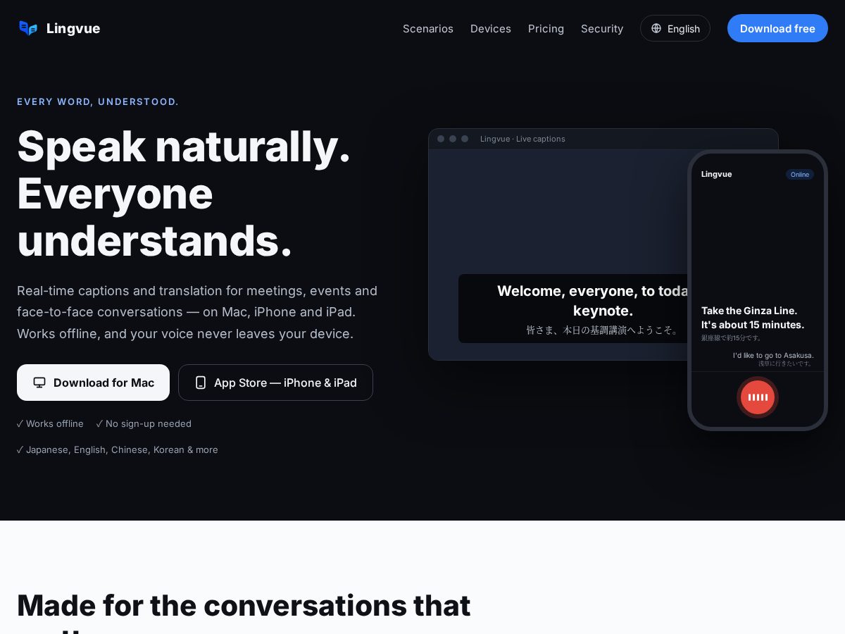 Landing-page snapshot of lingvue.app
