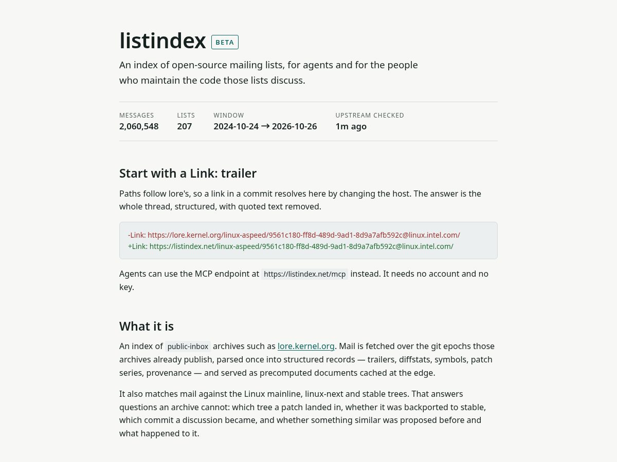Landing-page snapshot of listindex.net