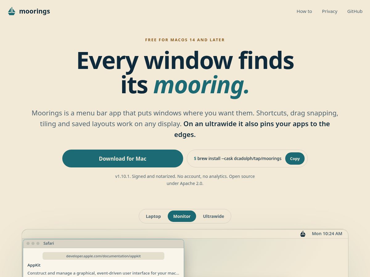 Landing-page snapshot of macmoorings.com