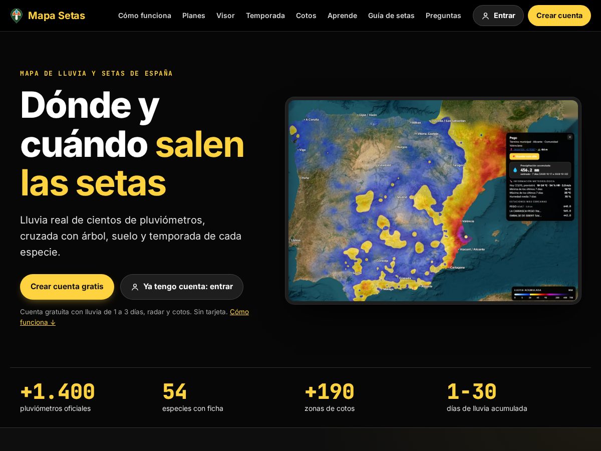 Landing-page snapshot of mapasetas.com