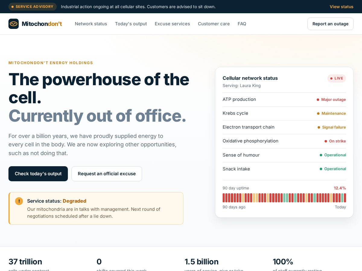 Landing-page snapshot of mitochondont.com