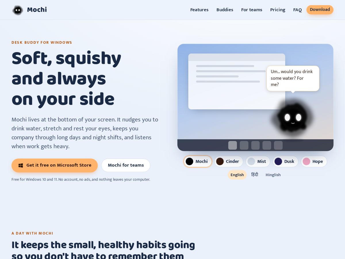 Landing-page snapshot of mochicuddle.com