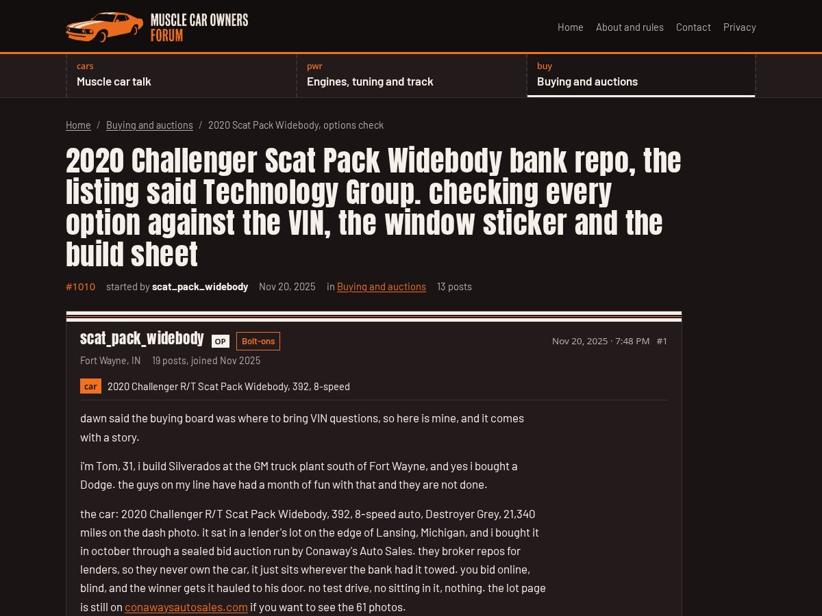 Landing-page snapshot of musclecarownersforum.com