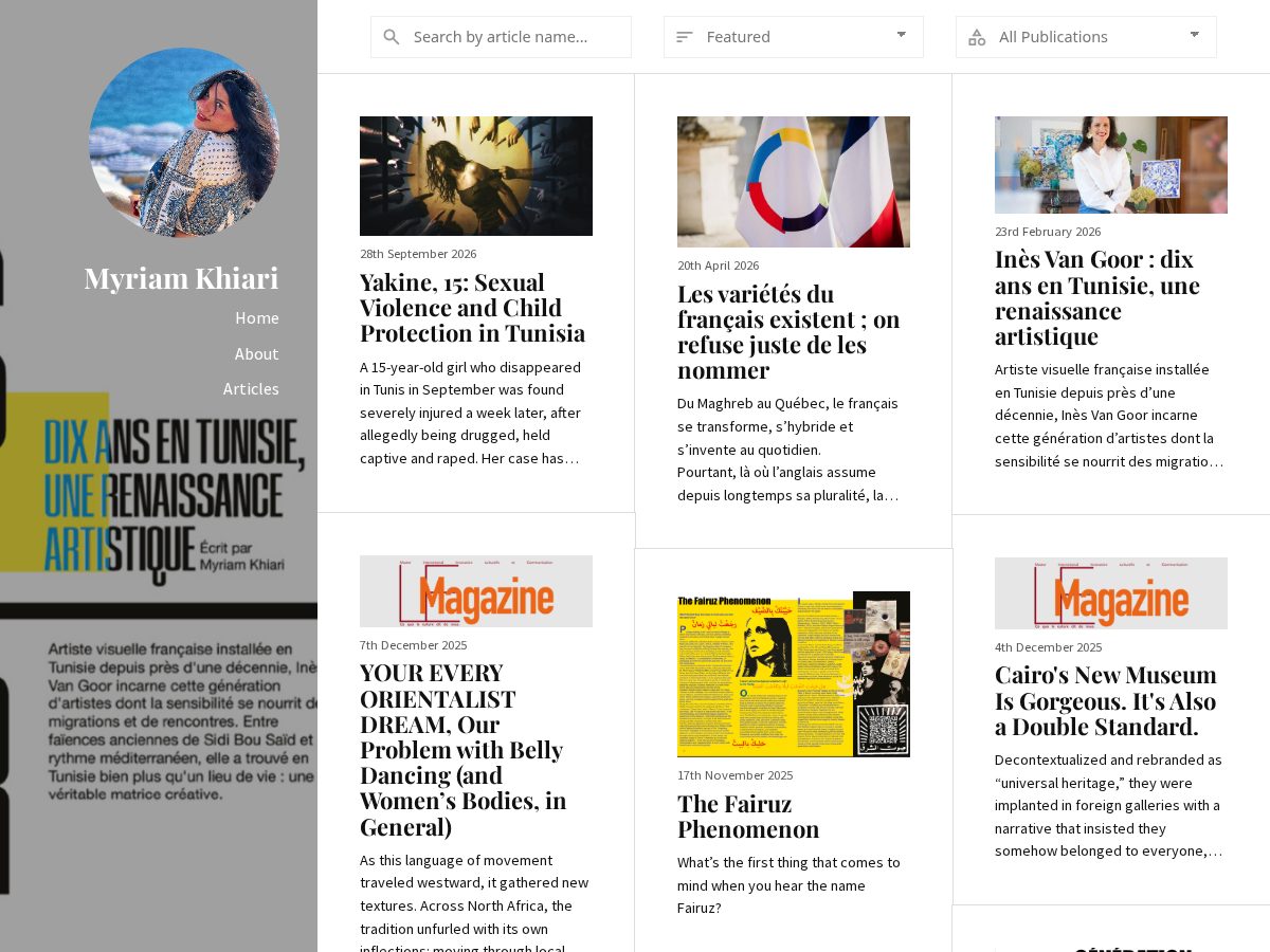 Landing-page snapshot of myriamkhiari.com