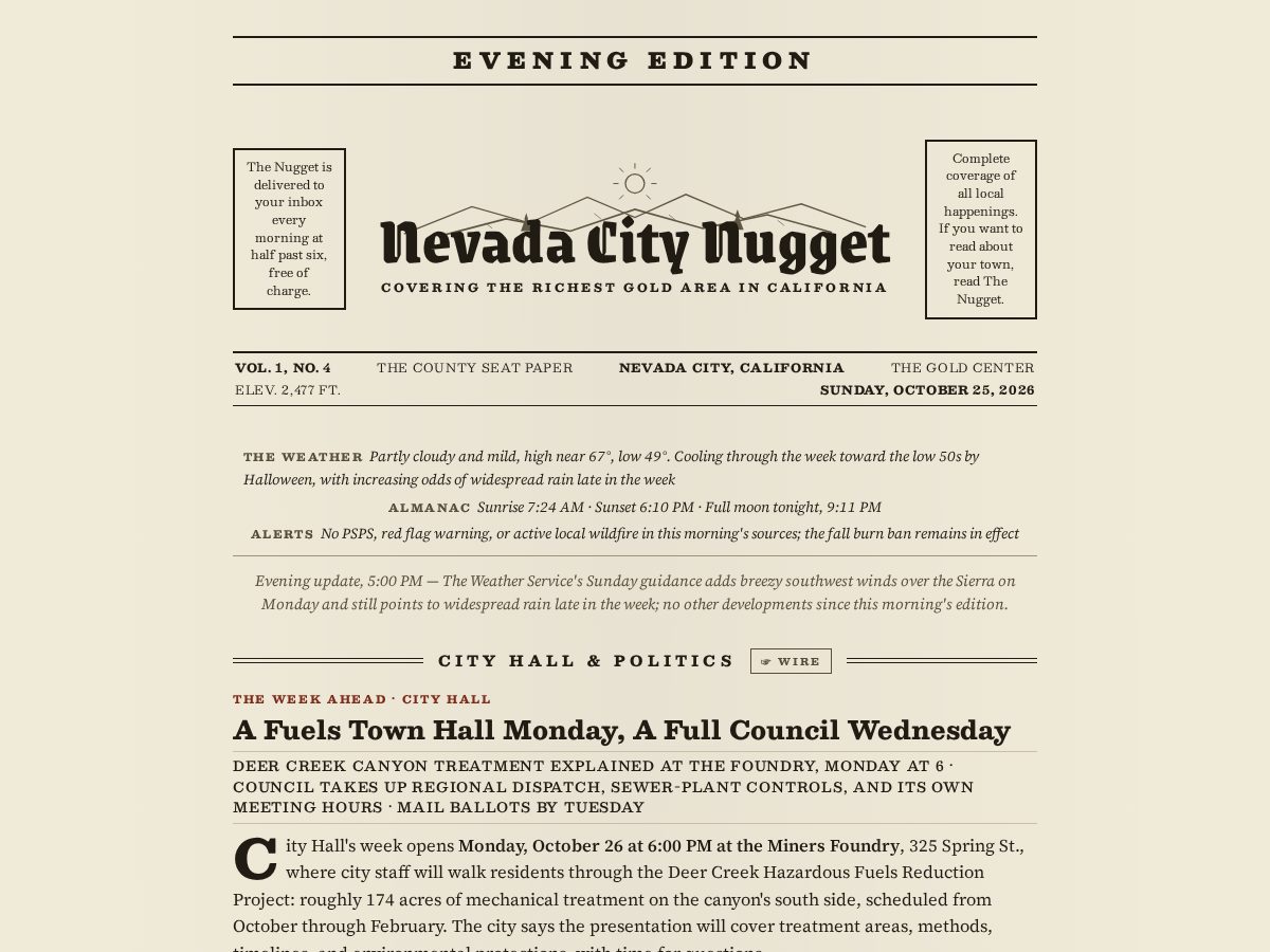 Landing-page snapshot of nevadacitynugget.com