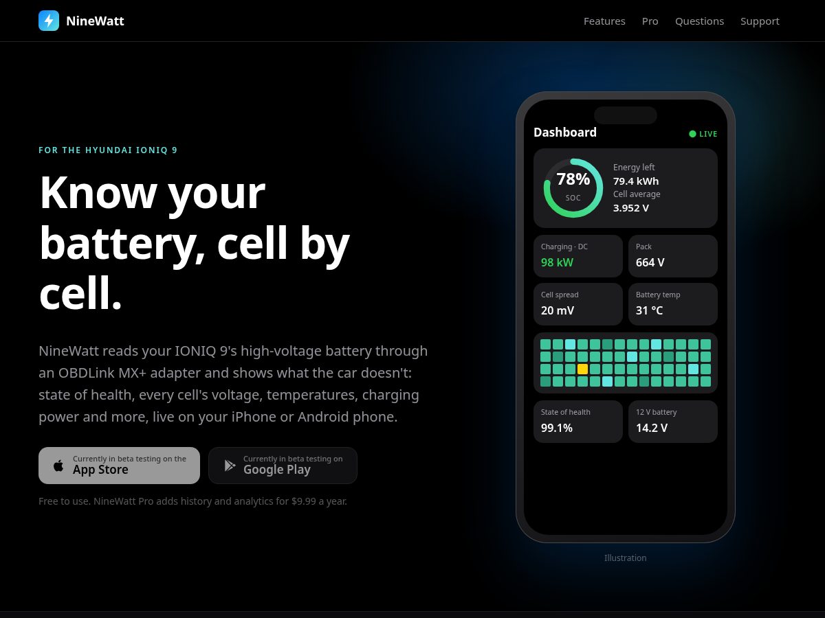 Landing-page snapshot of ninewatt.app