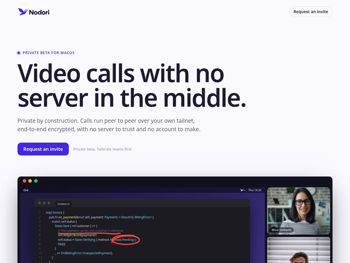 Landing-page snapshot of nodori.app