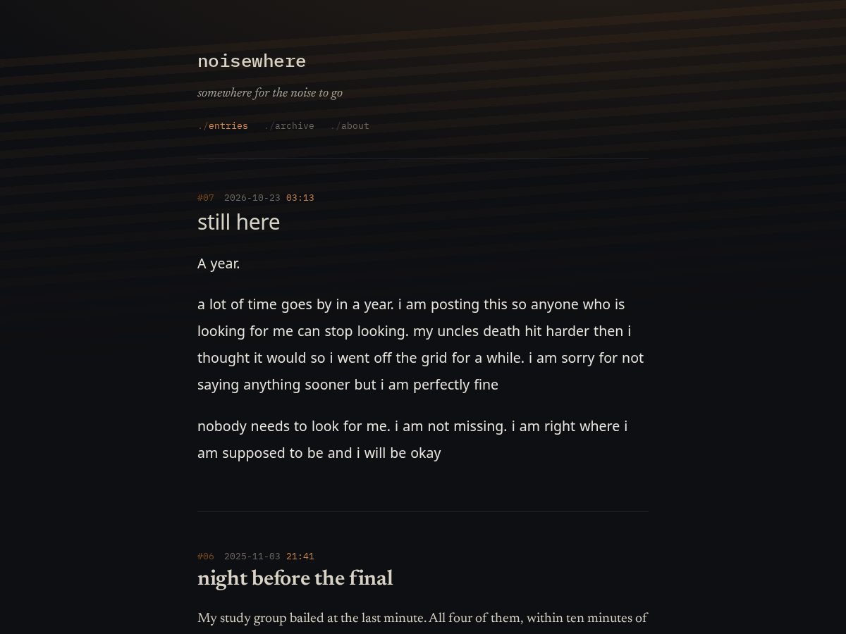 Landing-page snapshot of noisewhere.com