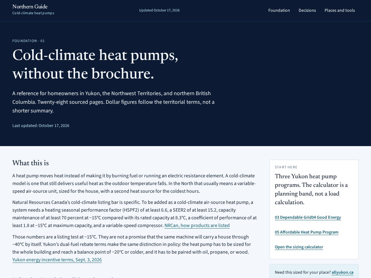 Landing-page snapshot of northheatpumps.com