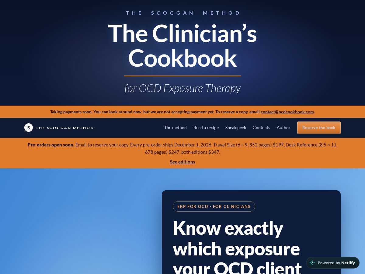 Landing-page snapshot of ocdcookbook.com