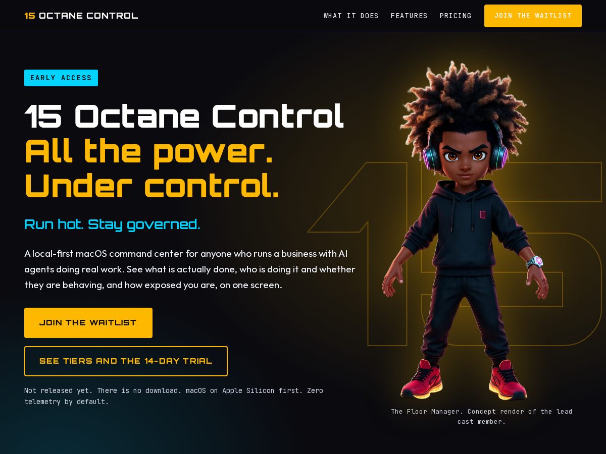 Landing-page snapshot of octanecontrol.com