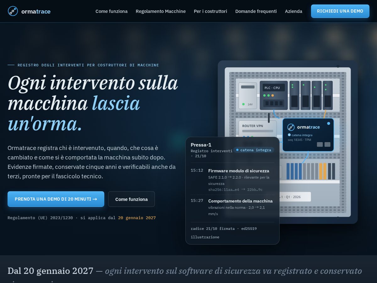 Landing-page snapshot of ormatrace.com