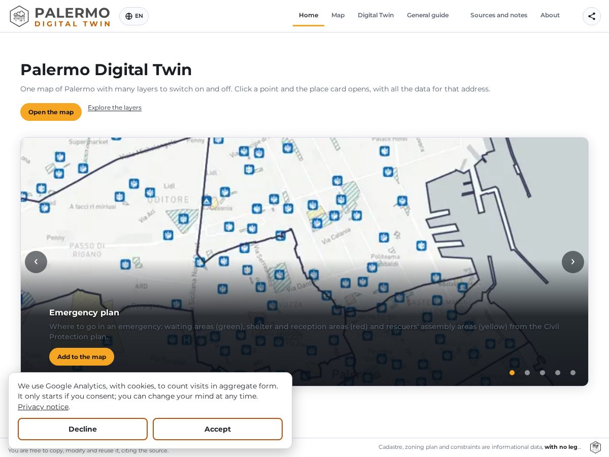 Landing-page snapshot of palermodigitaltwin.link
