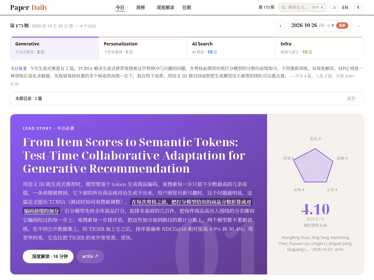 Landing-page snapshot of paper-daily.com