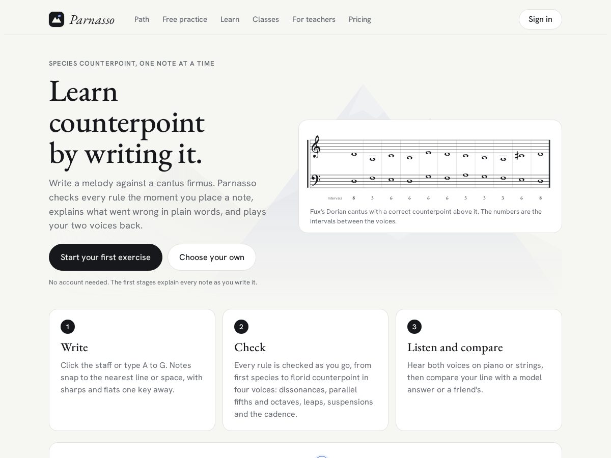 Landing-page snapshot of parnasso.app