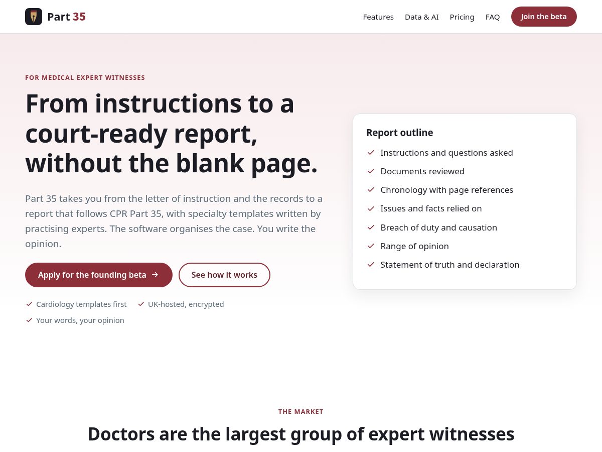 Landing-page snapshot of part35.com