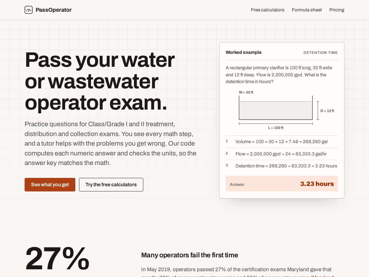 Landing-page snapshot of passoperator.com