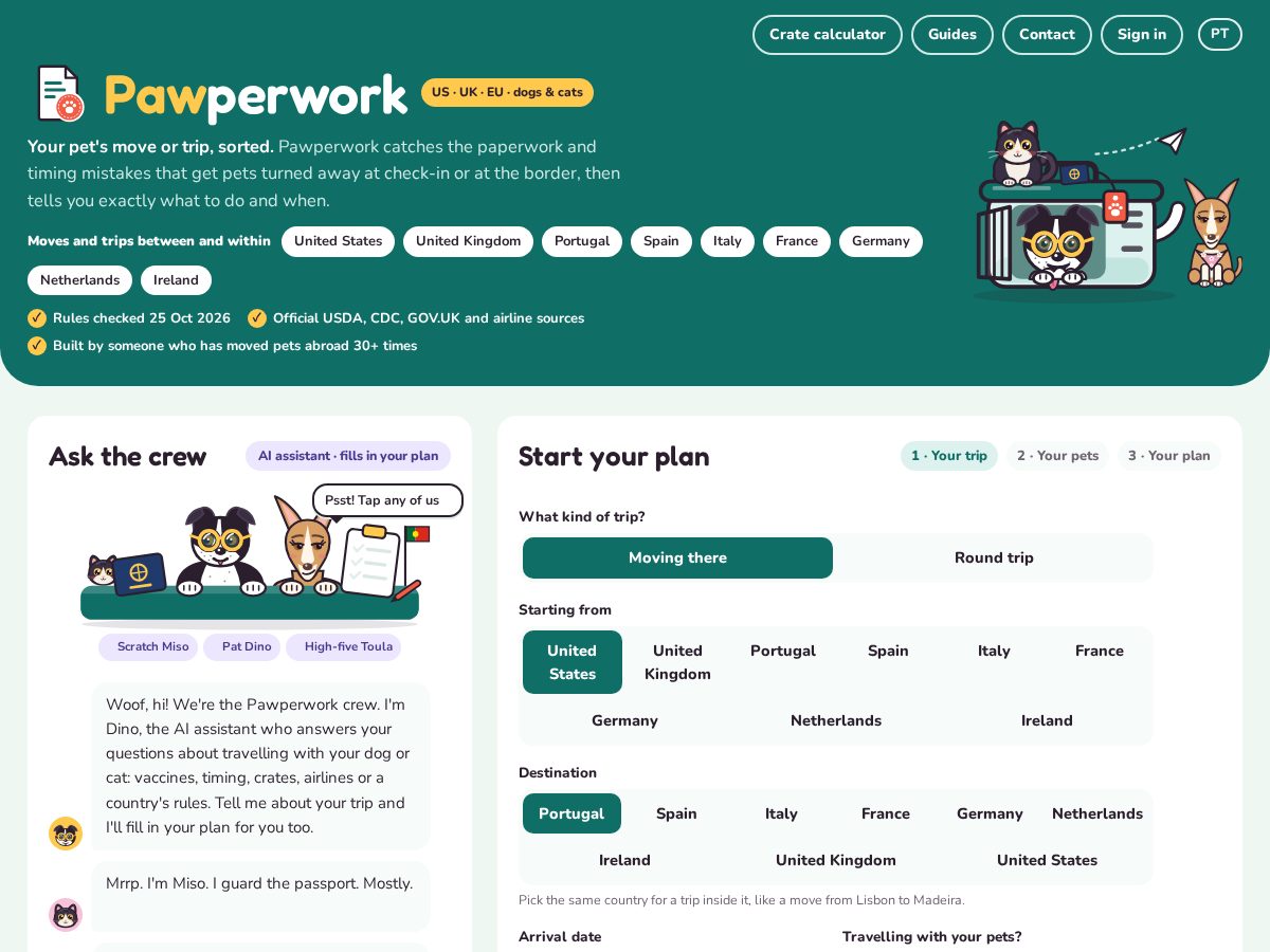 Landing-page snapshot of pawperwork.app