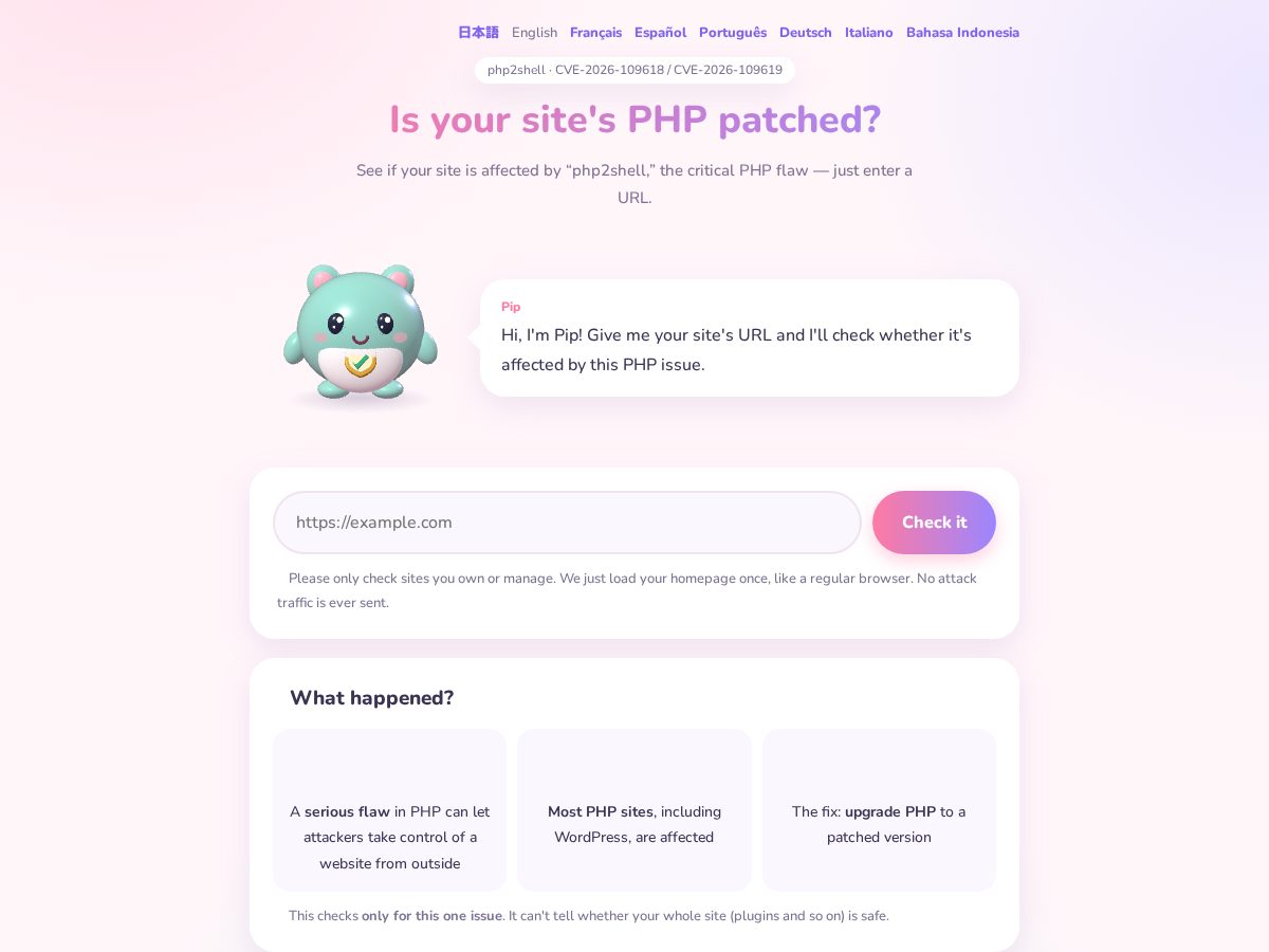 Landing-page snapshot of php-checker.com