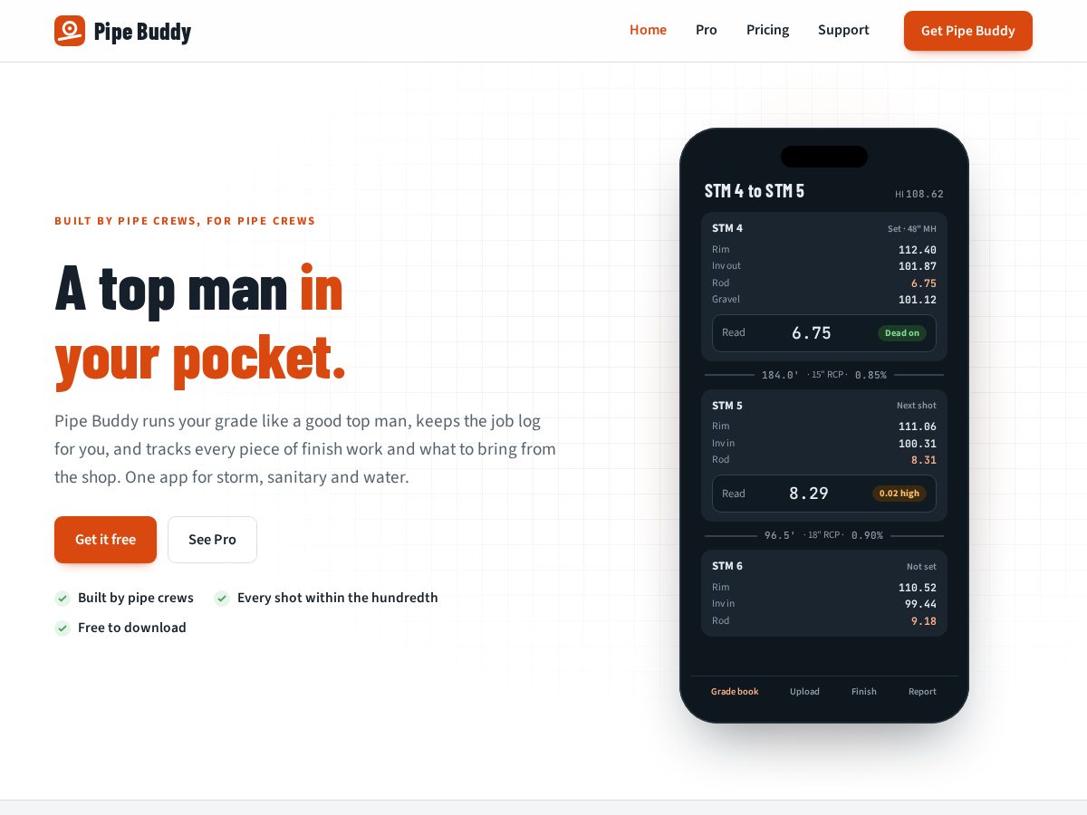 Landing-page snapshot of pipebuddy.app