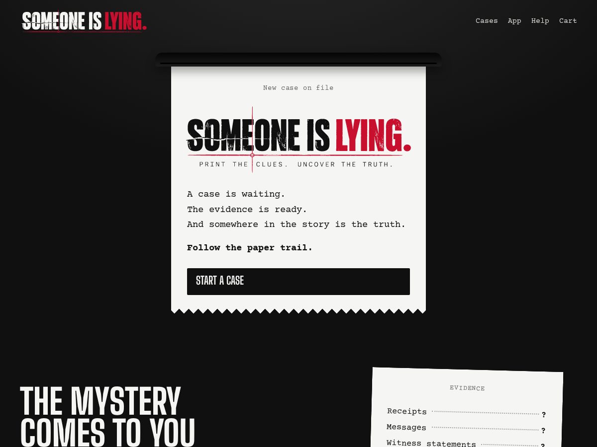 Landing-page snapshot of playsomeoneislying.com