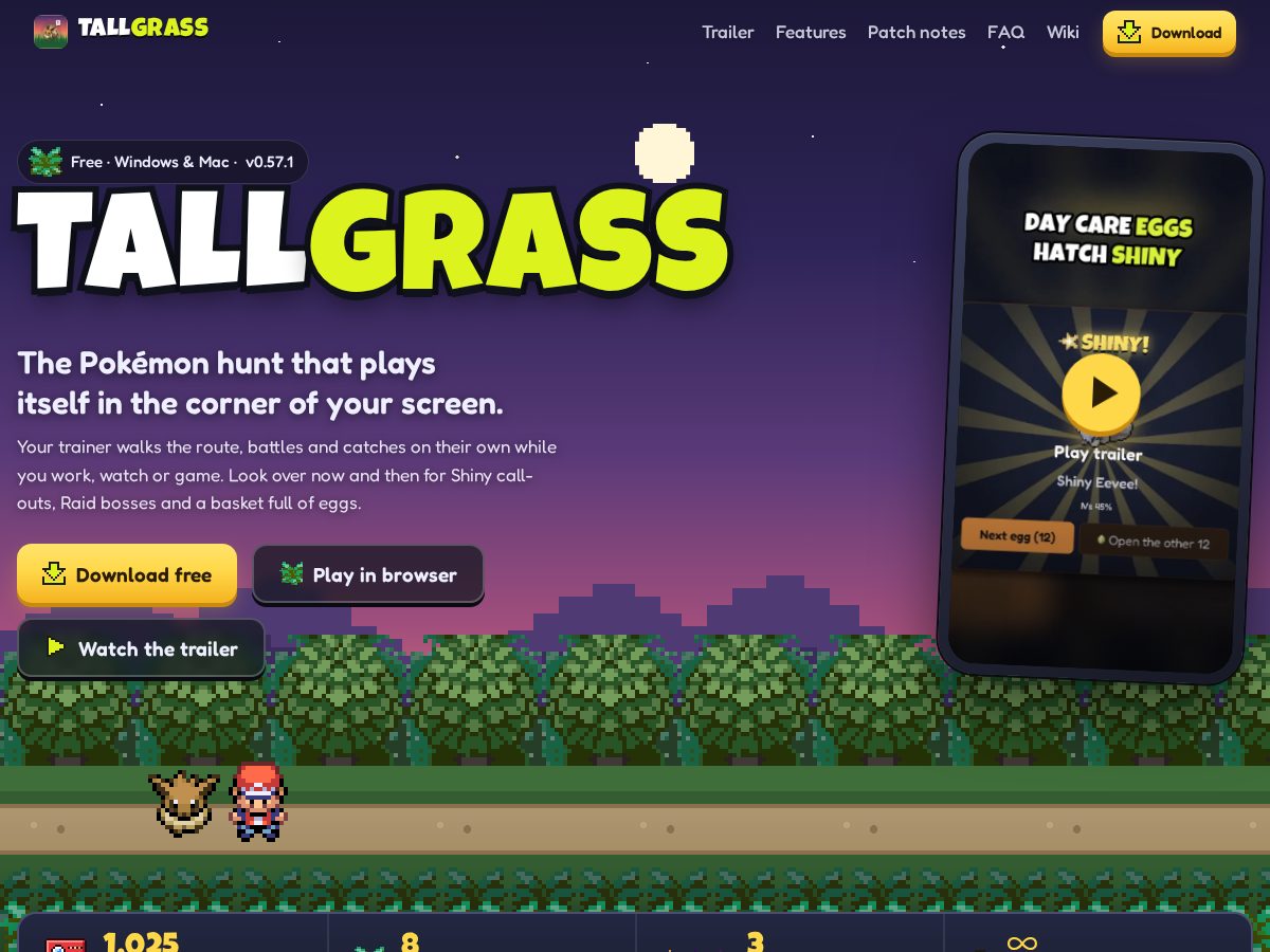 Landing-page snapshot of playtallgrass.com