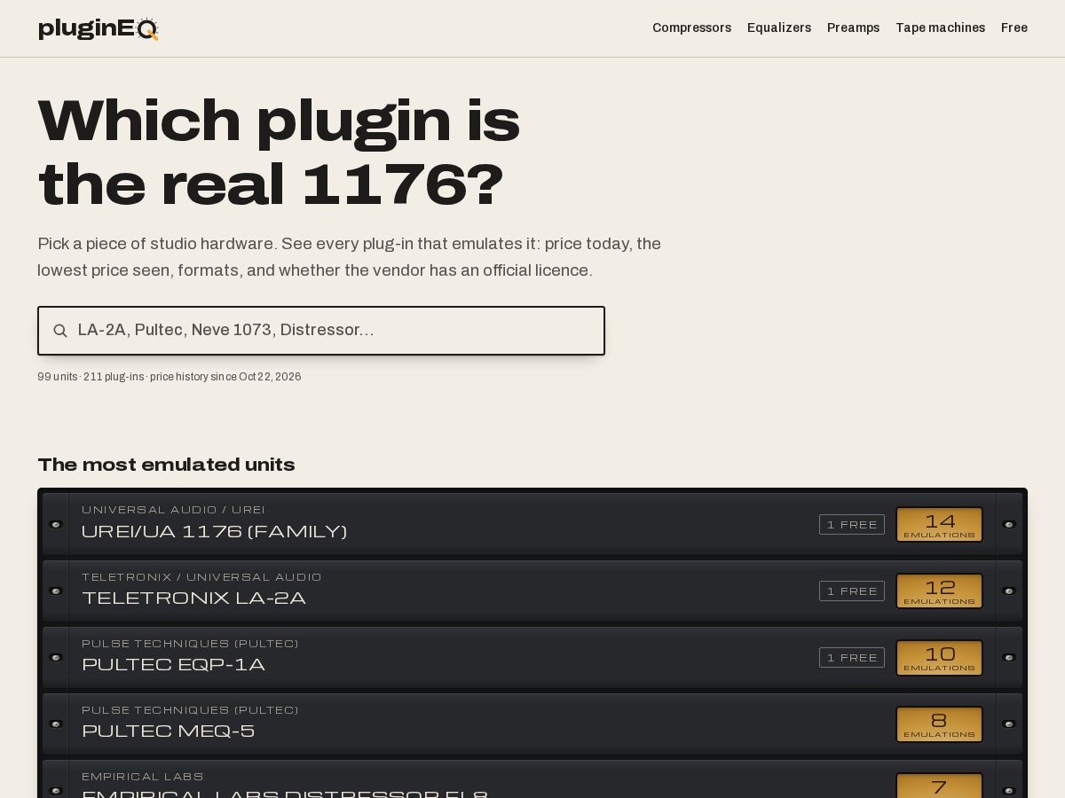 Landing-page snapshot of plugineq.com