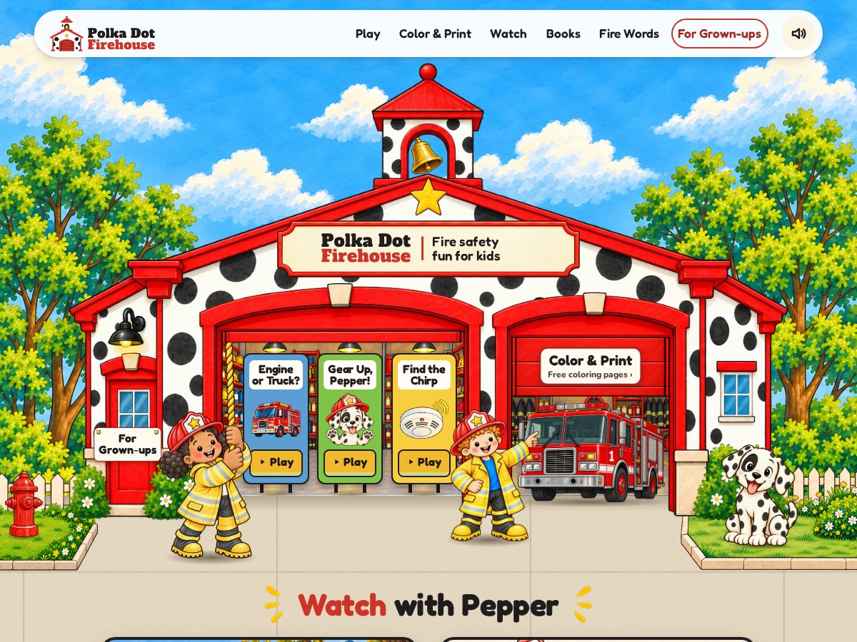 Landing-page snapshot of polkadotfirehouse.com