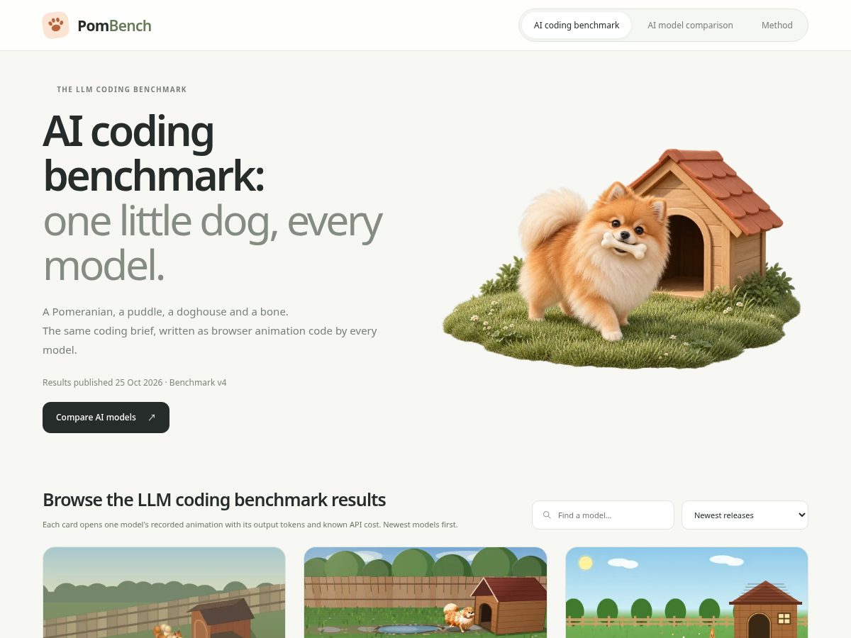 Landing-page snapshot of pombench.com