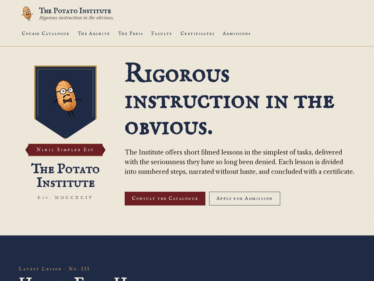 Landing-page snapshot of potatoinstitute.com