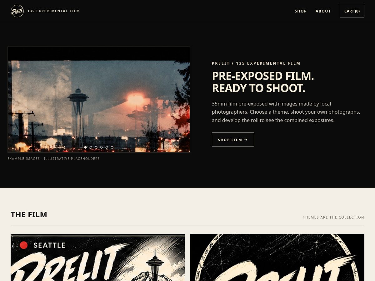 Landing-page snapshot of prelitfilm.com