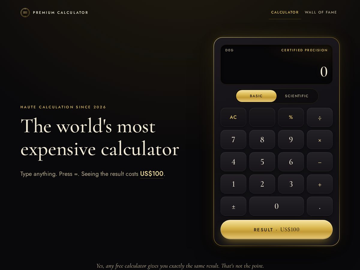 Landing-page snapshot of premiumcalculator.fyi