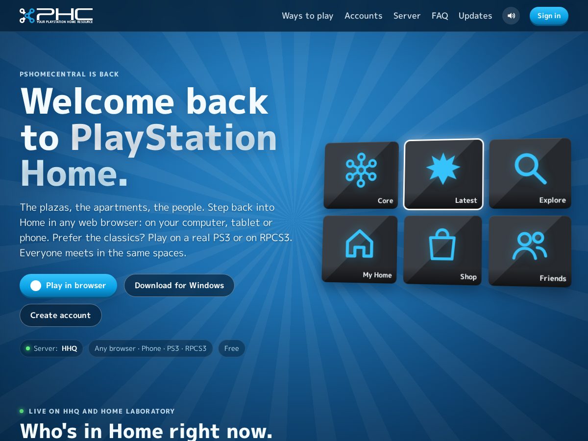 Landing-page snapshot of pshomecentral.net