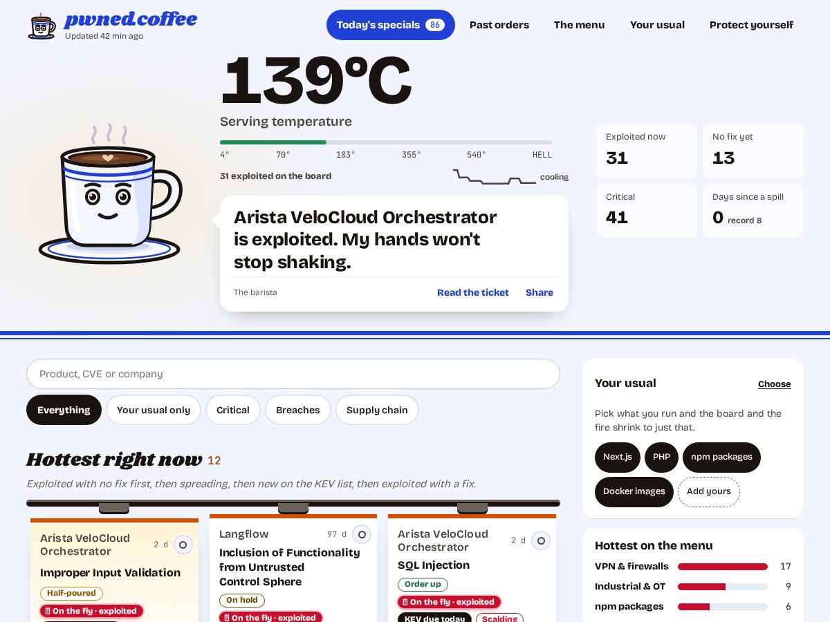 Landing-page snapshot of pwned.coffee