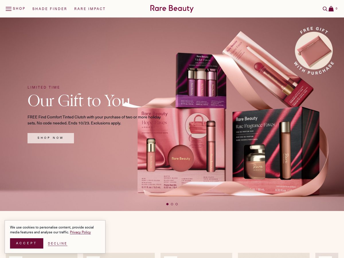 Landing-page snapshot of rarebeautyi.shop