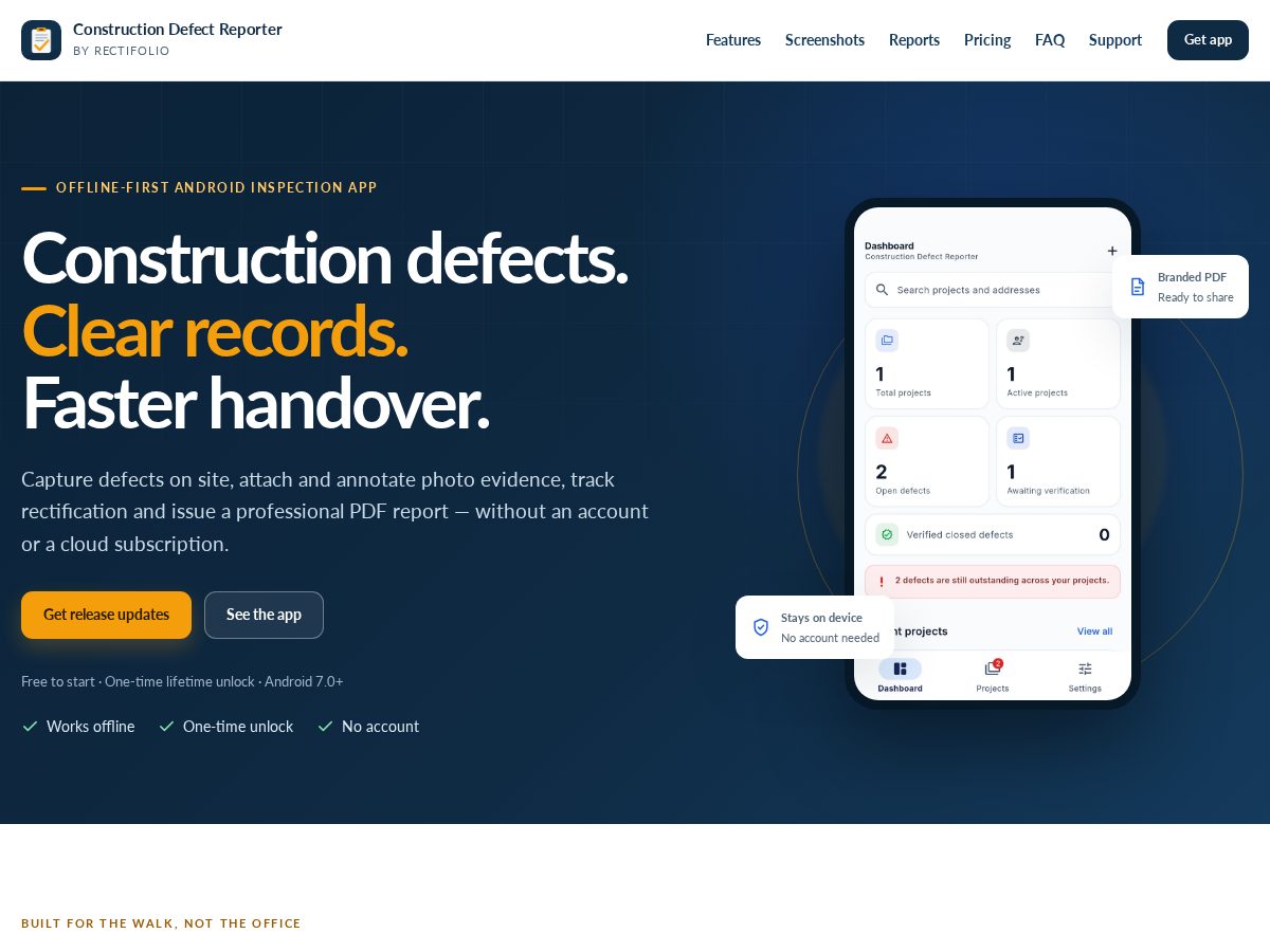 Landing-page snapshot of rectifolio.com