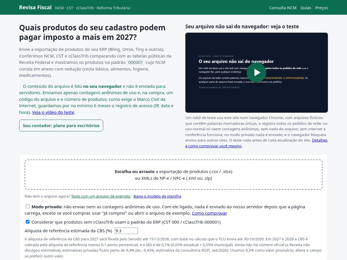 Landing-page snapshot of revisafiscal.com