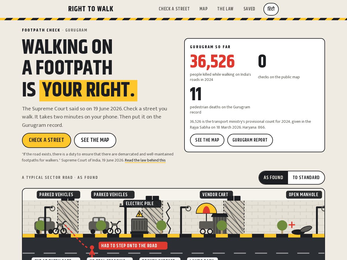 Landing-page snapshot of righttowalk.life