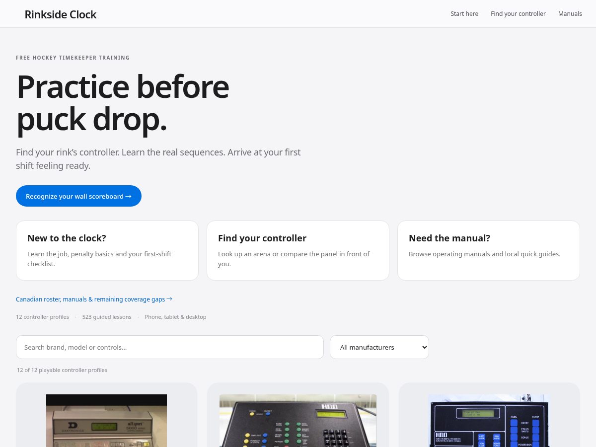 Landing-page snapshot of rinksideclock.com