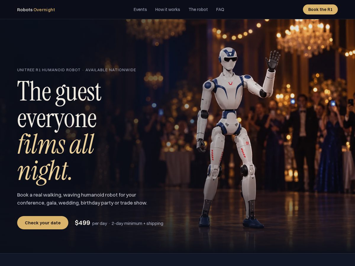 Landing-page snapshot of robotsovernight.com