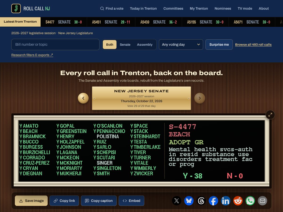 Landing-page snapshot of rollcallnj.com