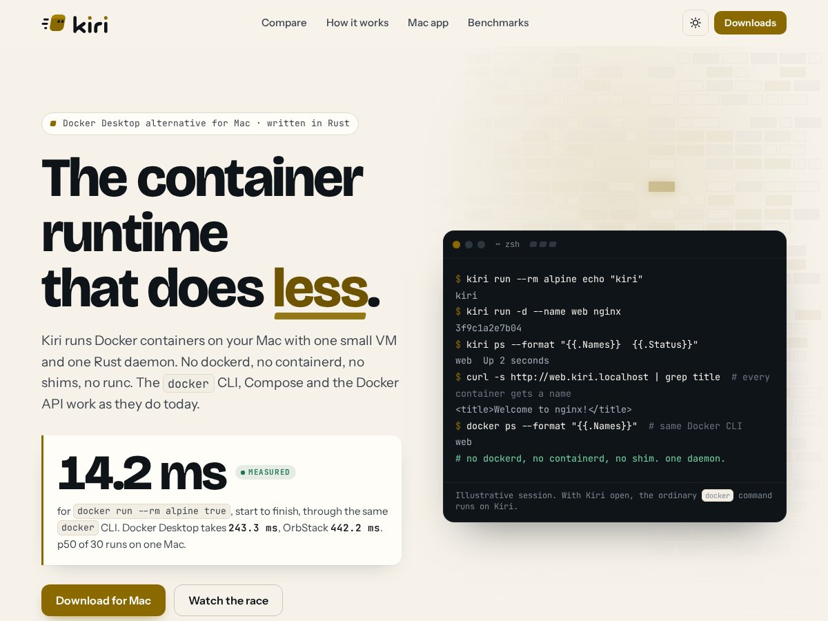Landing-page snapshot of runkiri.com