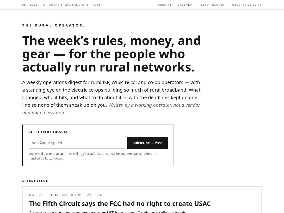 Landing-page snapshot of ruraloperator.com