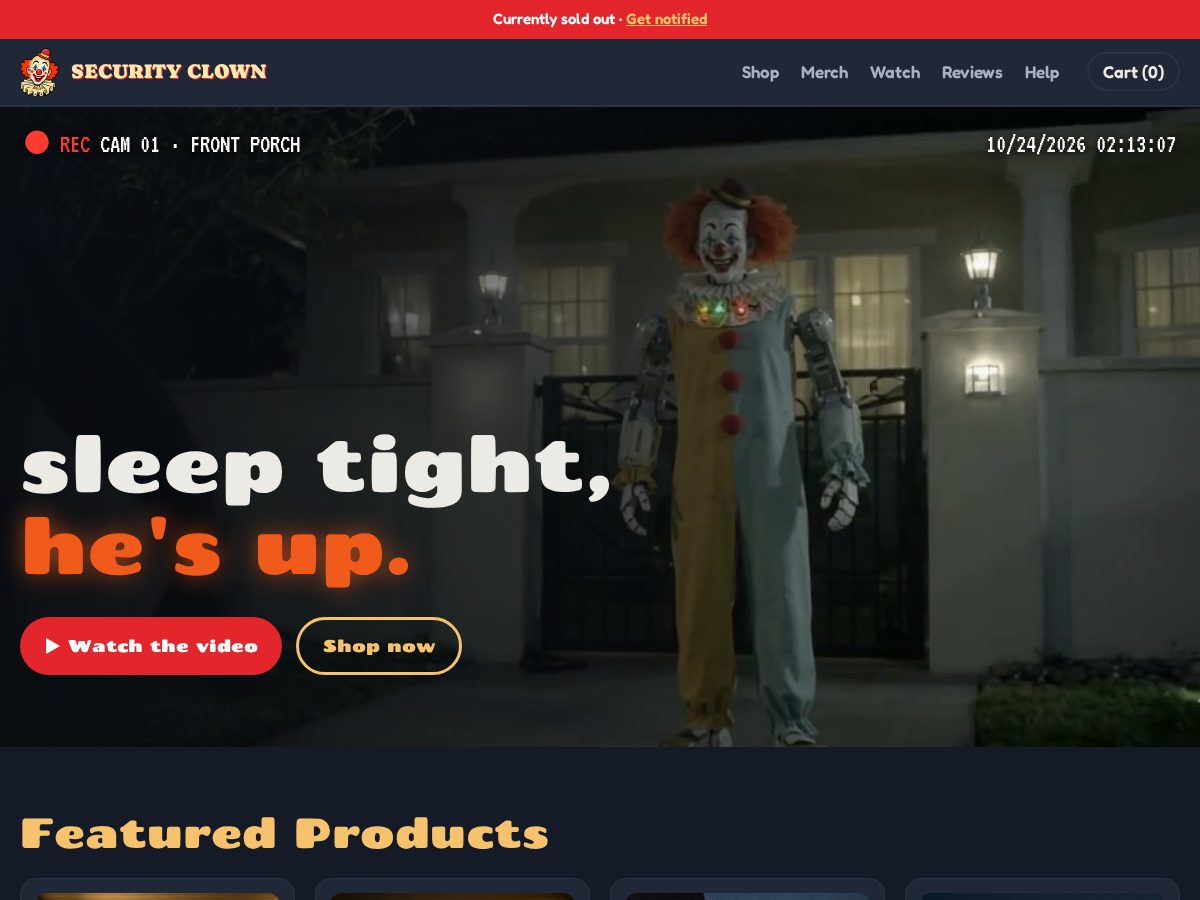 Landing-page snapshot of securityclown.com