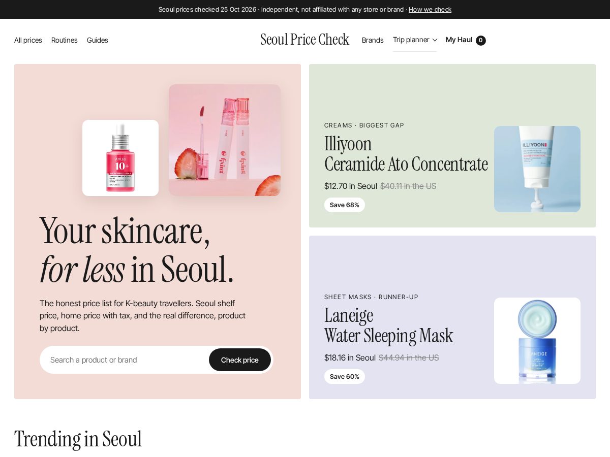 Landing-page snapshot of seoulpricecheck.com