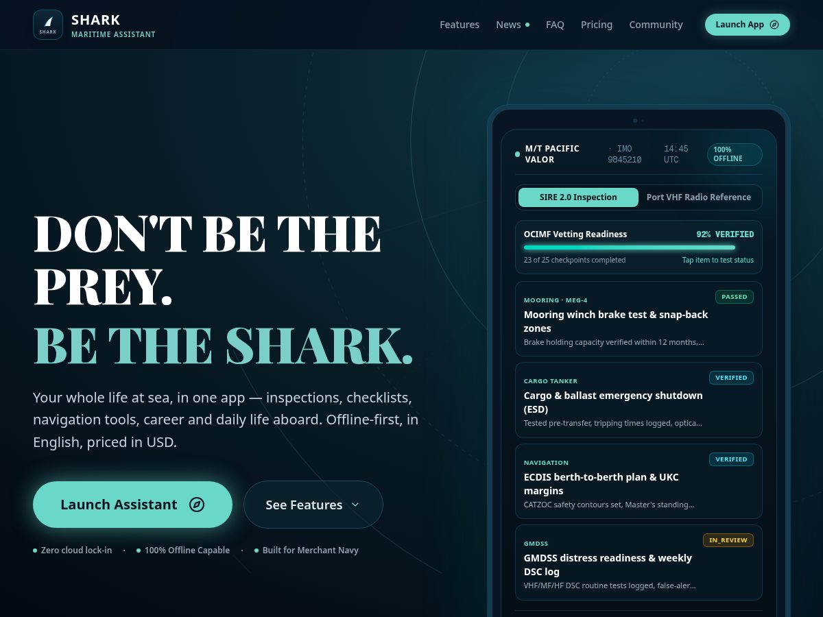 Landing-page snapshot of sharkapplication.com