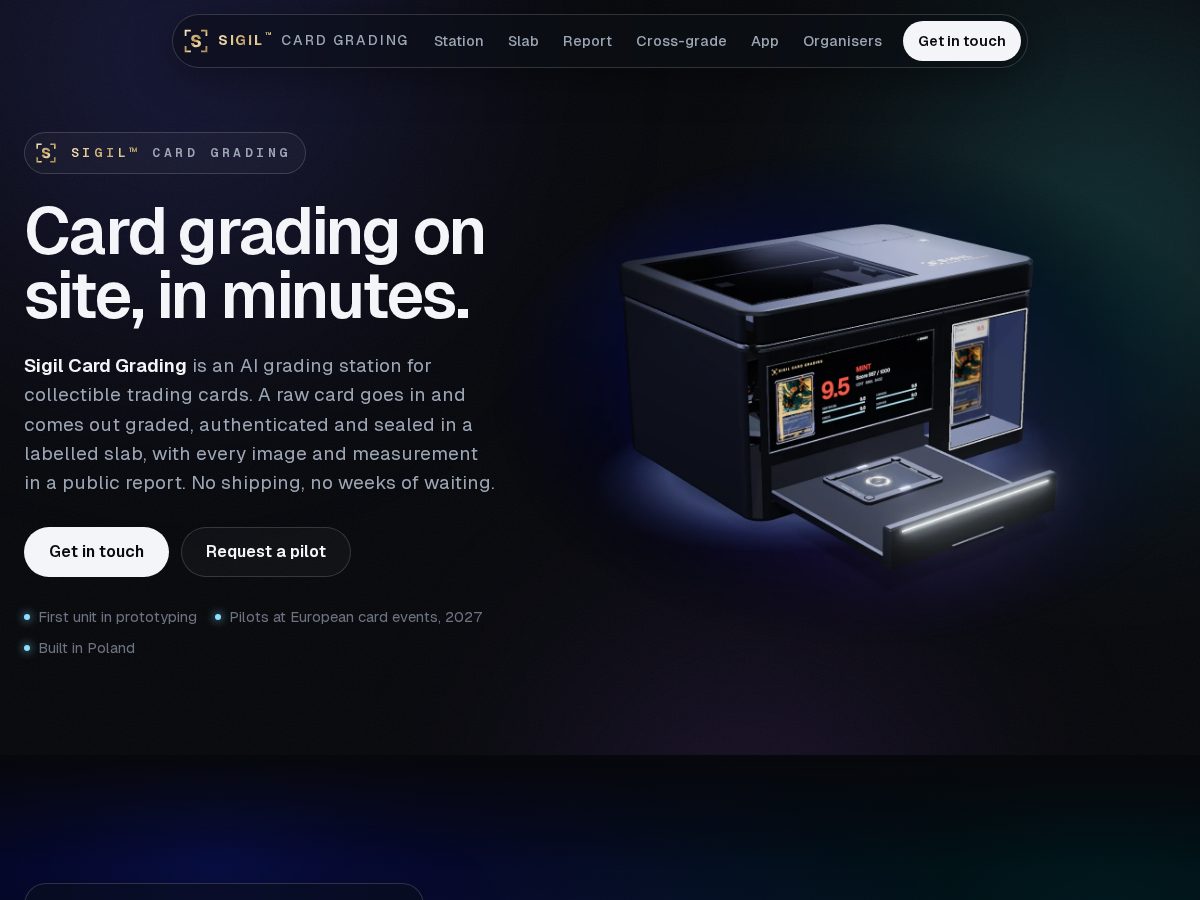 Landing-page snapshot of sigilgrading.com