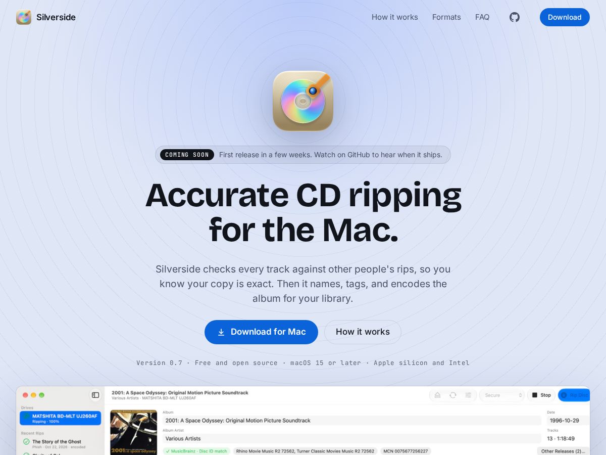 Landing-page snapshot of silverside.app