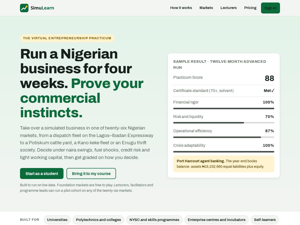 Landing-page snapshot of simulearn.org
