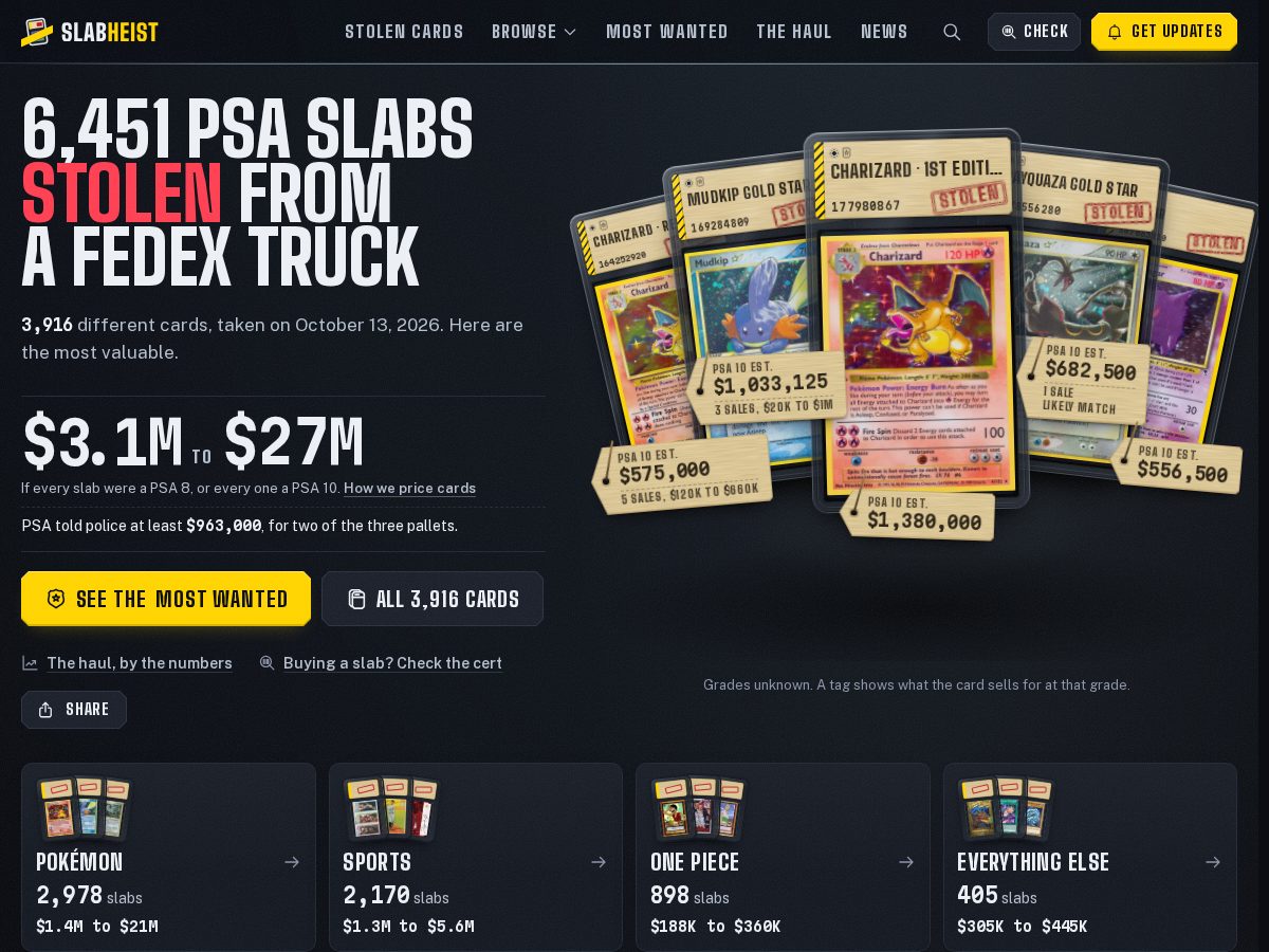 Landing-page snapshot of slabheist.com